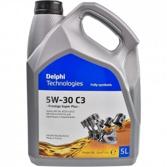 Олива 5W30 Prestige Super Plus C3 (5L) (MB 229.51/229.52/Opel Dexos 2) Delphi 28236312