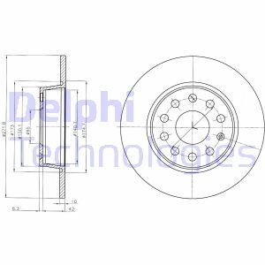 Диск тормозной (задний) (к-кт 2 шт) VW Caddy 03-(272x10) (с покрытием) Delphi BG4324C