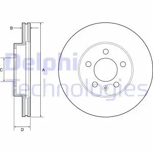 Диск тормозной (передний) (к-кт 2 шт) Audi A1/Seat Ibiza/VW Polo 17- (256x22) Delphi BG4963C