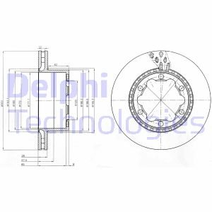 Диск тормозной (задний) MB Sprinter (B906/B907)/VW Crafter 06-(303x28) (с покр.)(вентил.) Delphi BG9015