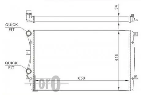 Радиатор води Caddy III 1.9TDI BJB (+/- AC) (650x405x26) DEPO 053-017-0019