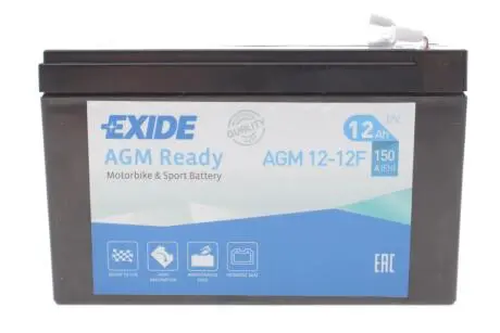 Аккумуляторная батарея 12Ah/150A (150x100x100/+L/B0) (AGM) (мото) EXIDE AGM12-12F