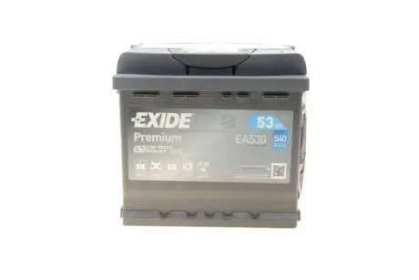 Аккумуляторная батарея 53Ah/540A (207x175x190/+R/B13) Premium EXIDE EA530