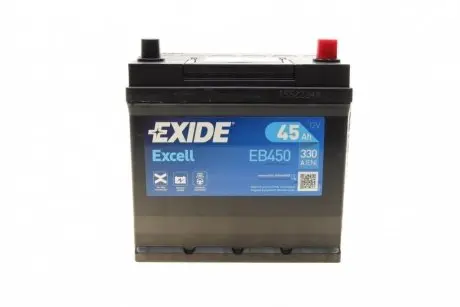 Аккумуляторная батарея 45Ah/330A (220x135x225/+R/B1) Excell Азия EXIDE EB450