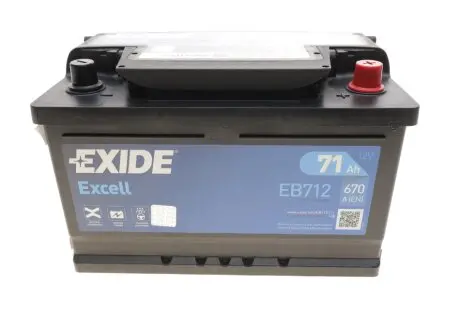 Аккумуляторная батарея 71Ah/670A (278x175x175/+R/B13) Excell EXIDE EB712