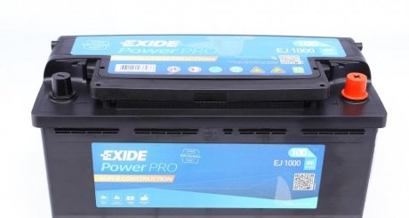 Акумуляторна батарея 100Ah/850A (353x175x190/+R/B13) POWERPRO (AGRI & CONSTRUCTION) EXIDE EJ1000 (фото 1)