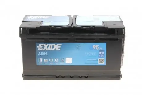 Аккумуляторная батарея 95Ah/850A (353x175x190/+R/B13) (Start-Stop AGM) (аналог EK960) EXIDE EK950