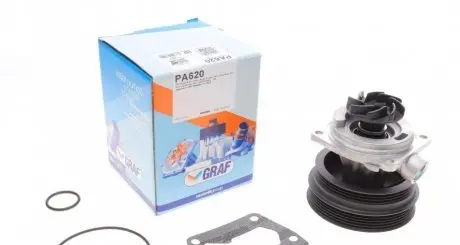 Насос воды Fiat Doblo/Palio/Stilo/Bravo 1.6 16V 95-11 (R/B) (8 лоп.) (8 кан.) GRAF PA620