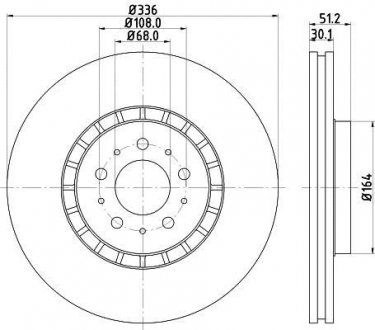 Тормозной диск перед. VOLVO XC90 02-14 (336x30.1) HELLA 8DD355110-591
