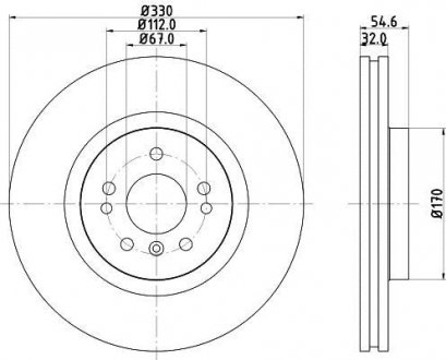 Тормозной диск перед. W164/W251 05- (PRO) HELLA 8DD355113-171