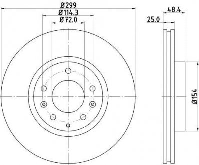 Тормозной диск перед. MAZDA 6 07-13 (299x25) HELLA 8DD355115-771 (фото 1)