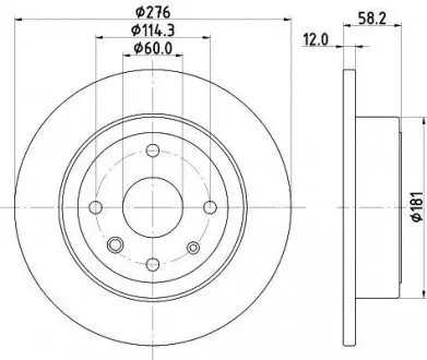 Тормозной диск зад. Epica 05- 2.0-2.5 (PRO) HELLA 8DD355116-991