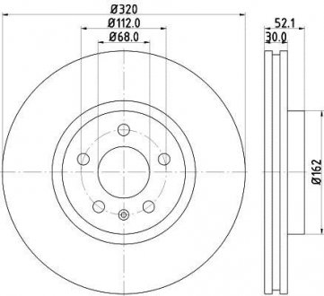 Тормозной диск перед. A4/A5/A6/A7/Q5 07- 1.8-4.0 (PRO) 320mm HELLA 8DD355117191 (фото 1)