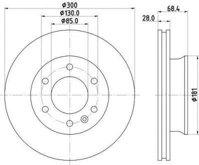 Тормозной диск перед. Sprinter/Crafter 06- (300x28) HELLA 8DD355117621 (фото 1)