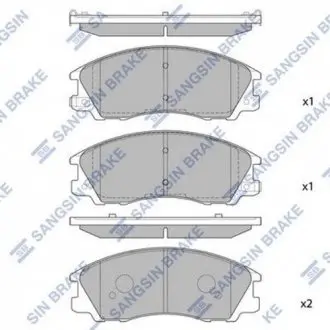 Колодка тормозов. диск. HYUNDAI TERRACAN 2.5, 2.9, 3.5 01 – передн. (выр-во SANGSIN) Hi-Q (SANGSIN) SP1097