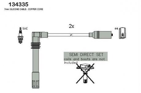 Провода зажигания Audi A4/A6/VW Passat/Golf IV 94-05 (к-кт) (HÜCO) HITACHI 134335