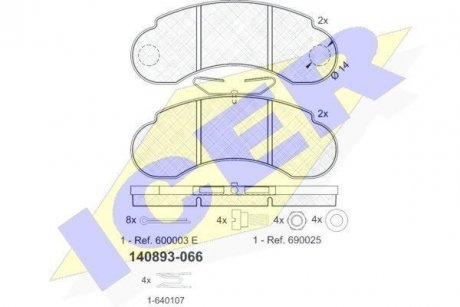 Колодки тормозные (передние) MB 100 88-96 ICER 140893