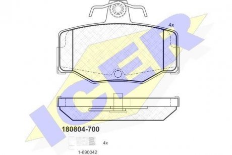 Комплект тормозных колодок (дисковых) ICER 180804-700 (фото 1)