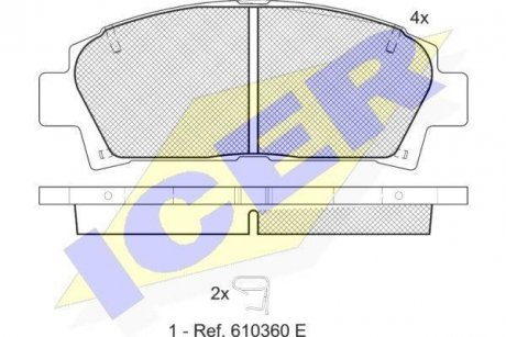 Колодки гальмівні (передні) Toyota Avensis 97-03 ICER 181169