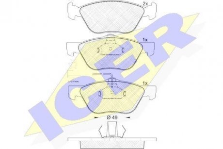 Колодки гальмівні (передні) 145/146/147/156/GT/Spider 95-10/Fiat Bravo 07-14 (+датчики) ICER 181601 (фото 1)