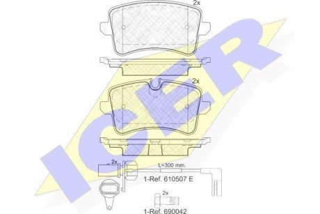 Тормозные колодки (задние) Audi A6 C7/A7 Sportback/A8 D4 10-18 (+датчики L=295mm) ICER 181986 (фото 1)