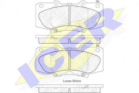 Комплект тормозных колодок (дисковых) ICER 182006 (фото 1)