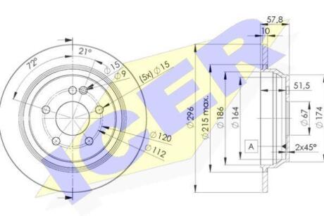 Диск гальмівний (задній) MB Vito/Viano (W639) 03- (296x10) (з покриттям) (повний) ICER 78BD0416-2