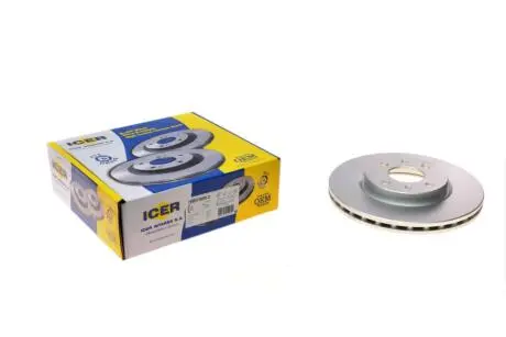 Диск гальмівний (передній) Citroen Nemo/Peugeot Bipper/Fiat Fiorino/Bravo 07- (257x22)(з покр.)(вент) ICER 78BD1650-2