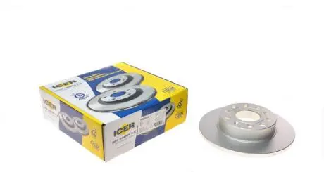 Диск гальмівний (задній) Audi A3/Skoda Octavia/SuperB/VW Caddy/Golf 03-15 (260х12)(з покр.)(повний) ICER 78BD5310-2