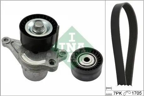 Комплект ремня генератора Renault Megane II 2.0 dCi 05-09 (7PK1705) INA 529 0423 10