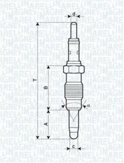 Свеча накаливания Fiat Doblo 1.9D (11V) (M12x1.25) (UX21A) MAGNETI MARELLI 062900011304
