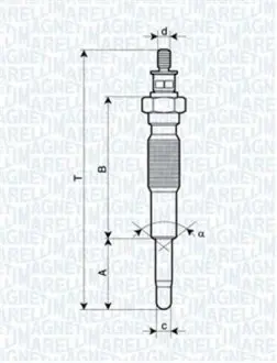 Свеча накаливания Ford Ranger 2.5D/Mazda 323 1.6-2.0D/Suzuki Vitara 2.0TD -06 (UC46A) MAGNETI MARELLI 062900063304