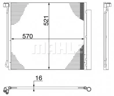 Радіатор кондиціонера BMW X5 (E70/F15,F85) 09-18/X6 (E71,E72/F16,F86) 09-19 MAHLE / KNECHT AC 269 000S