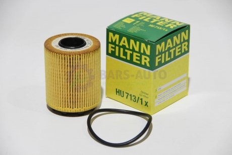Фильтр масляный двигателя FIAT DOBLO 04-, OPEL ASTRA H 05- 1.3 CDTI HU713/1X -FILTER MANN HU 713/1 X (фото 1)