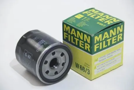 Фільтр масляний Toyota Corolla 1.3-1.8 89-/Camry 1.8-2.2 83-01/Peugeot 108 1.0VTi/Lexus NX 2.0 14- MANN W68/3