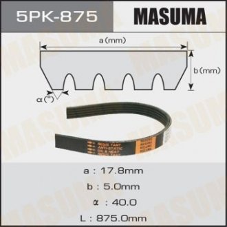 Ремінь поліклінової (5PK-875) MASUMA 5PK875