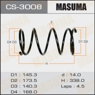 Пружина подвески передняя Mitsubishi Lancer (03-11) MASUMA CS3008 (фото 1)