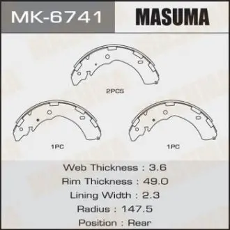 Колодки тормозные стояночного тормоза MASUMA MK6741