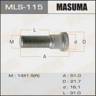 Шпилька колеса OEM 90942-02077 ToyotaTOYOTA LAND_CRUISER 200 MASUMA MLS115