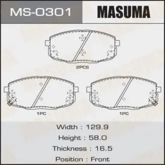 Колодка тормозная передняя Hyundai i30 (07-)/Kia Ceed (06-) MASUMA MS0301