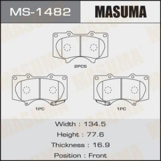 Колодка тормозная передняя Mitsubishi Pajero (06-)/ Toyota Hilux (11-), Land Cruiser Prado (02-09) MASUMA MS1482 (фото 1)