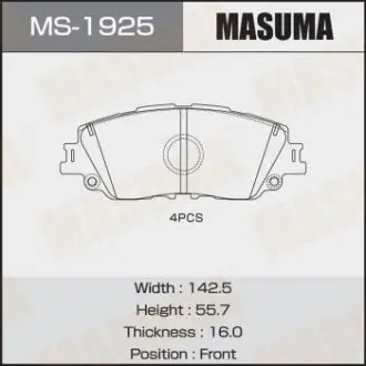 Колодка тормозная передняя Toyota CH-R (19-), Camry (17-), RAV 4 (19-) MASUMA MS1925
