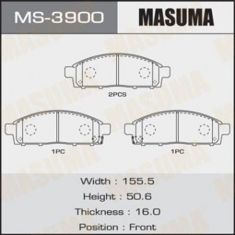 Колодки гальмівні передн Mitsubishi L200 (07-), Pajero Sport (09-15) (MS-3900) MASUMA MS3900