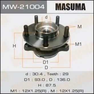 Ступица колеса переднего в сборе с подшипником Nissan Murano (04-08), Teana (03-08) MASUMA MW21004