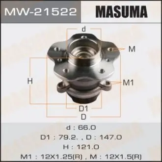 Маточина колеса заднього у зборі з підшипником Nissan Qashqai (13-) 2WD (с ABS) (MW-21522) MASUMA MW21522