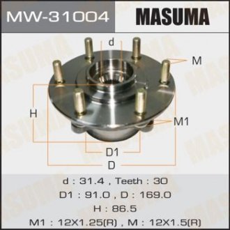Ступица колеса передн MITSUBISHI PAJERO / V87W, V97W (MW-31004) MASUMA MW31004 (фото 1)