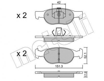 Колодки гальмівні (передні) Fiat Punto I/II 94-12 Metelli 22-0079-1