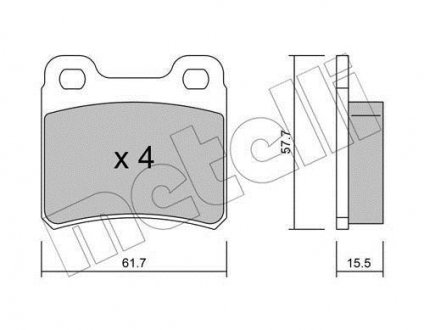 Колодки гальмівні (задні) Opel Astra F 91-01/Kadett E 86-91/Vectra A 88-95 Metelli 22-0141-0