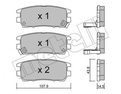 Колодки тормозные (задние) Mitsubishi Pajero 90-01/L400 94-05 Metelli 22-0151-0 (фото 1)