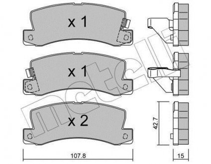 Колодки гальмівні (задні) Toyota Camry 91-01/Avensis 97-03/Celica 93-99/Lexus ES 89-01/RX 98-03 Metelli 22-0161-0 (фото 1)